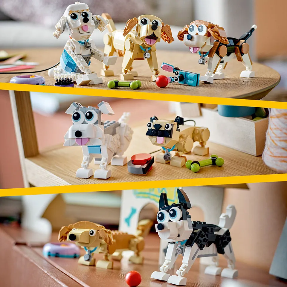 Веселое действо с собаками LEGO®, построенными из кубиков