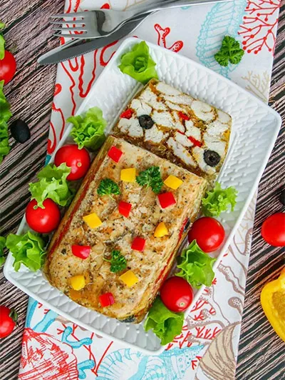 Мраморная курица с желатином в духовке